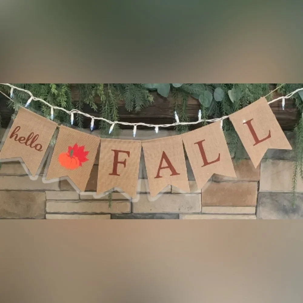 Hello Fall Burlap Banner High Quality Turkey Fall Thanksgiving Decoration New